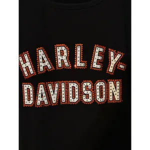 Harley-Davidson Rhinestone Logo Black Short Sleeve Tee Women's Large thumbnail 8