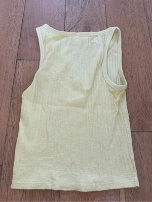 Women’s Pale Yellow Ribbed Henley Tank Top thumbnail 4