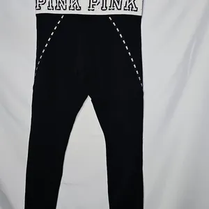 PINK Victoria's Secret Yoga Pull On Rhinestone Workout Leggings Sz LARGE thumbnail 6