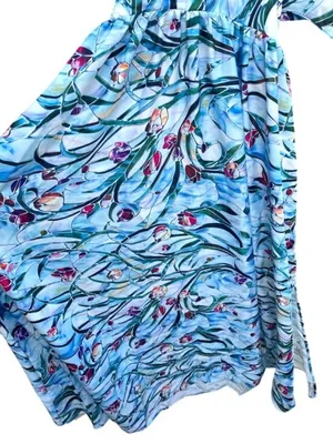 ADOR Light Blue Floral Maxi Dress M NEW thumbnail 8