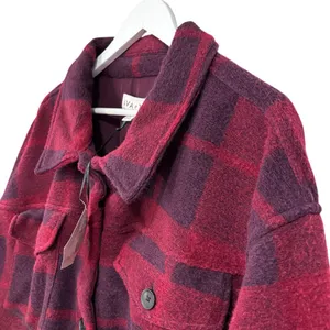 Ava & Viv Plaid Purple Burgundy Button Down Shacket Size 3x NWT thumbnail 3