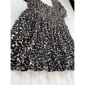 Who What Wear Animal Print Linen Blend Square Neck Puff Sleeve Mini Dress XL thumbnail 3