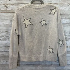 Rails Womens XS Sweater Cashmere Blend Virgo Gray White Stars Drop Shoulder thumbnail 4