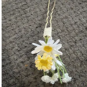 Take It Eazy Hair Pin Free People Daisy Wildflower‎ Babys Breath Gold Tone Fork thumbnail 2