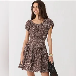 J. Crew Drop-waist cotton poplin mini dress in mocha floral Size 10 New thumbnail 3
