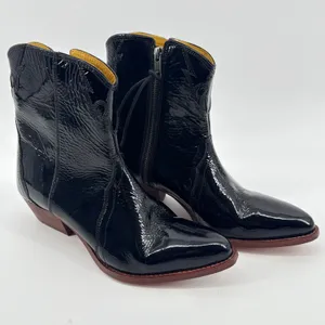 NEW IN‎ BOX Free People New Frontier Western Boot Black Patent Leather Size 40 thumbnail 5