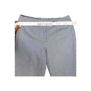 Pendleton Gray and White Seersucker Straight Leg Trousers Size 10 Cuffed Stripes thumbnail 3