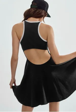 Daily Practice by Anthropologie cut out fit and flare dress black sz Medium thumbnail 2