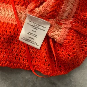 Steve Madden NWT Madden NYC Size XL Orange Coral Stripe Crochet Crop Top V Neck Adjustable thumbnail 13