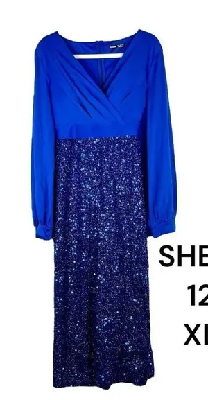 SHEIN Glamour Elegant Blue Formal Dress XL 12 thumbnail 1
