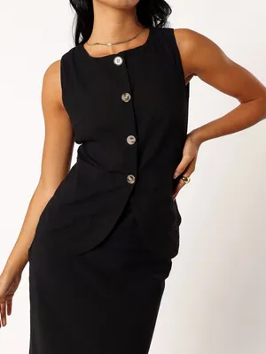 Petal & Pup Peter Black Sleeveless Button-Front Tank Vest thumbnail 2