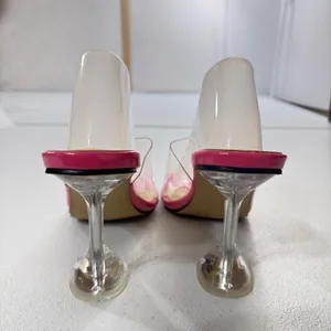 MAIERNISI Clear‎ Heels Sandals Square Toe High Stiletto Mules Slip on Wedding 9 thumbnail 7