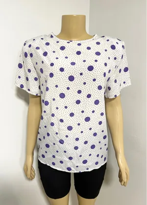 Penbrooke Lane Vintage Purple Polka Dot Short Sleeve Blouse White Size M 12/14 thumbnail 1