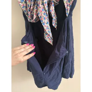 Lulus Significant Sweetie Navy Blue Tie-Back Skort Romper Size Large Linen Beach thumbnail 11