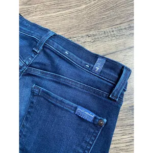 EUC Womens 7 for all mankind the high waist‎ ankle skinny jeans raw hem size 28 thumbnail 9