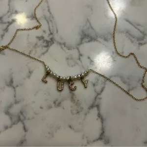 Lucy Name Necklace Gold‎ Toned Faux Pearl thumbnail 2