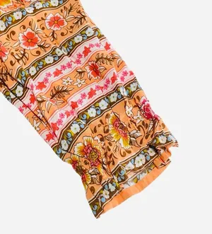 Umgee tangerine orange mix print floral top size M thumbnail 11