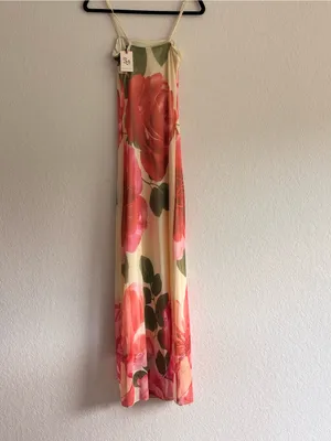 Sincerely Jules NWT Rose Floral Mesh Maxi Dress Cream Pink Size S thumbnail 2