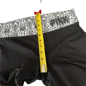 Vintage‎ Y2K PINK Foldover Yoga Pants Black Flare Bling Bedazzled Logo Size S thumbnail 6