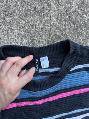 E: Divided H&M Striped Crewneck Ribbed Textured Knit Sweater Size S thumbnail 4