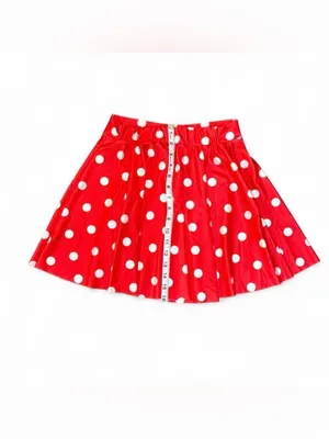 Vintage Orange Red A-Line Skirt with White Polka Dots and Elastic Waistband thumbnail 4
