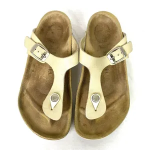 Birkenstock Gizah Cream Beige Ivory Leather Thong T Strap Sandals Size 7.5/38 thumbnail 1