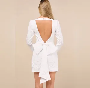 Lulus Jacquard Bow Mini Dress thumbnail 2