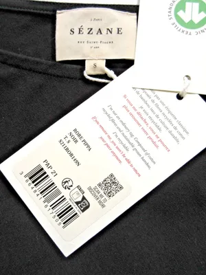 NWT Sezane Pippa in Noir Black Tie Waist Side Slit Maxi T-Shirt Dress S thumbnail 7