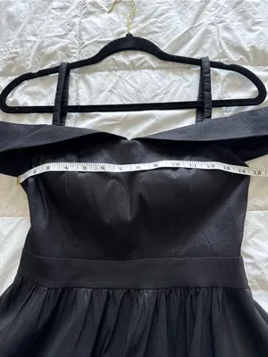 B Darlin Black Off-Shoulder Asymmetrical Hi Low Evening Cocktail Dress US 5/6 thumbnail 6
