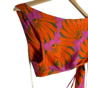 Farm Rio Copacabana Orange Printed One Shoulder Cut Out Maxi Dress Size Large thumbnail 8
