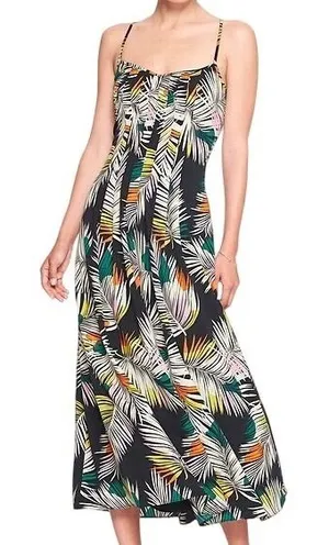 NWT Banana Republic Strappy Pintuck Maxi Dress Tropical Palm Leaf Print‎ Size 0 thumbnail 1