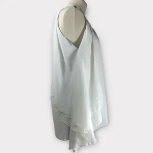 Women’s Saks Fifth Avenue White Layered Chiffon Sleeveless Blouse Size Small#167 thumbnail 2