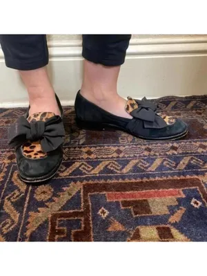 Botkier Violet Black Animal Printed Loafer Shoes Flats Work Career thumbnail 4