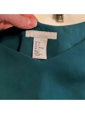 H&M‎ Teal Green Cold Shoulder Bell Sleeve Blouse Women's Size 6 thumbnail 2