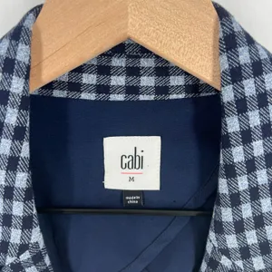 Cabi Checkup Blazer Jacket Womens Medium Navy‎ Blue Gingham Check Stretch Formal thumbnail 3