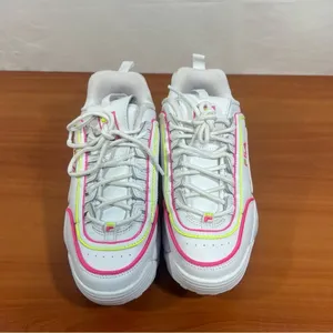 FILA Women’s Disrupter II Contrast Piping White Pink Yellow Shoe Size 6 #991 thumbnail 3