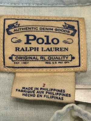 Ralph Lauren RUFFLE-TRIM CHAMBRAY Button Up Cotton SHIRT in light denim thumbnail 6