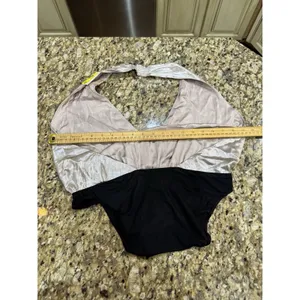 Allsaints Dora champagne bodysuit One Piece Size 10 MSRP‎ $169 Metallic Halter thumbnail 11