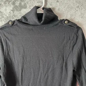 Aldo Martins Black Turtleneck Sweater Button Detail Ribbed Collar Minimalist 6‎ thumbnail 3