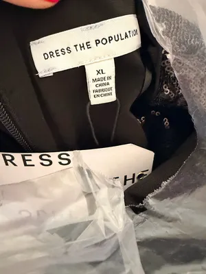 Dress the Population Jaleah Black Sequin V-Neck Midi Dress size XL NWT thumbnail 5