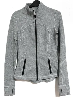 Lululemon Herringbone Define Jacket Womens 6 Gray Thumbholes Full Zip Athletic thumbnail 1