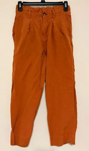 Madewell Linen Blend Paperbag Pants‎ in Afterglow Red Size 00 24" Inseam thumbnail 1