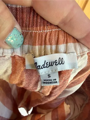 Madewell Boho Striped Linen Blend Faux Wrap Overlay Midi Skirt Small thumbnail 6