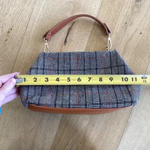Plaid Handbag in Brown Faux Leather and Grey thumbnail 3