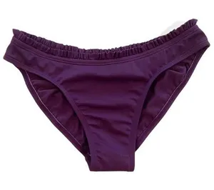AERIN ROSE Violet Purple Ruffle Trim Bikini Bottoms thumbnail 1