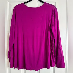 Women's Fuchsia Shirt with Sheer Panels, Size Medium thumbnail 10