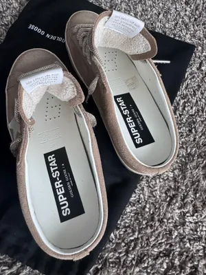Women's Super-Star Sabots in tobacco suede with white leather star thumbnail 3