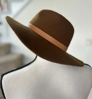 Brown Wool Faux Leather Trim Cowboy Hat (22 inch interior circumference) thumbnail 1