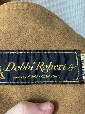 Vintage Debbi Robert tan brown short faux suede trench coat made in France small thumbnail 5