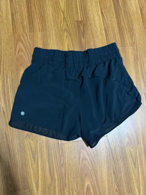 Athleta High Rise Mesh Racer Run Shorts 3” Black Athletic Performance Medium thumbnail 4